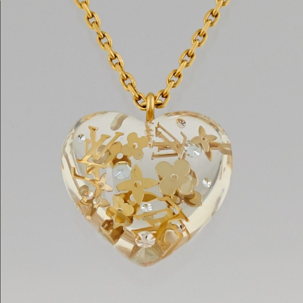 Louis Vuitton Clear Resin Heart Necklace